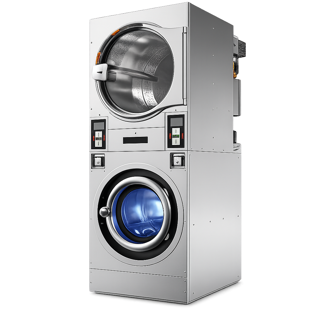 Torre Lavadora 13 kg + Secadora de 13 kg para Lavandería Autoservicio